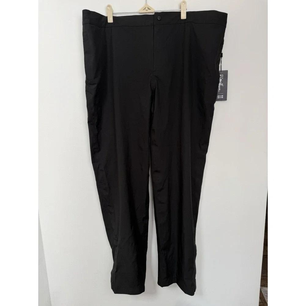XXL Walter Hagen Men's Golf Pants 11 Majors Flat Front Wind Rain Pants Black